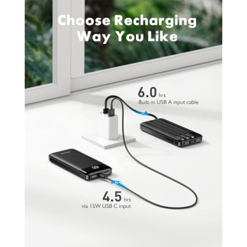 Slim Portable Charger with Built-in Cables 10000mAh