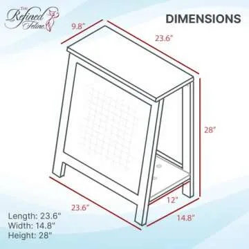 THE REFINED FELINE A-Frame Cat Bed Cave in Black Espresso with Ventilated Base, Multipurpose Wood Cat Furniture Table, Easy To Clean Covered Cat Bed with Replaceable Scratching Post & Washable Cushion