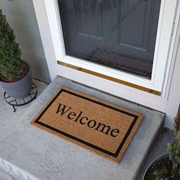 BIRDROCK HOME Welcome Coir Doormat - Vinyl Backed, Waterproof, Dirt Trapper, Heavy Duty, for Indoor/...
