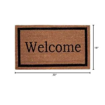 BIRDROCK HOME Welcome Coir Doormat - Vinyl Backed, Waterproof, Dirt Trapper, Heavy Duty, for Indoor/Outdoor Entry, Porch, Garage, Black Border, Natural Fade, Mud Catching, House, 18 x 30 Inch