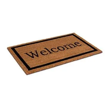 BIRDROCK HOME Welcome Coir Doormat - Vinyl Backed, Waterproof, Dirt Trapper, Heavy Duty, for Indoor/Outdoor Entry, Porch, Garage, Black Border, Natural Fade, Mud Catching, House, 18 x 30 Inch
