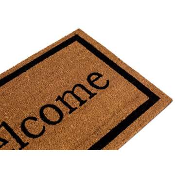 BIRDROCK HOME Welcome Coir Doormat - Vinyl Backed, Waterproof, Dirt Trapper, Heavy Duty, for Indoor/Outdoor Entry, Porch, Garage, Black Border, Natural Fade, Mud Catching, House, 18 x 30 Inch