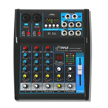 Pyle 4 Channel Audio Mixer with USB and Bluetooth
