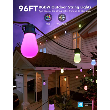 Govee Smart Outdoor String Lights 96ft RGBIC with Dimmer