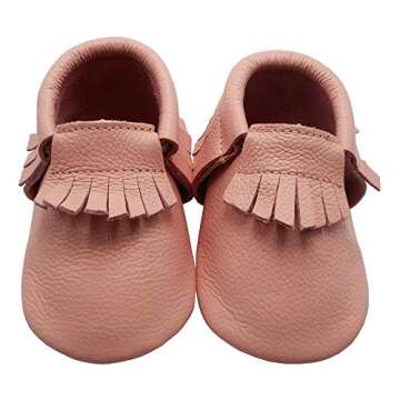 YIHAKIDS Baby Tassel Shoes Soft Leather Sole Infant Toddler Moccasins First-Walking Shoes Pink(Newborn)