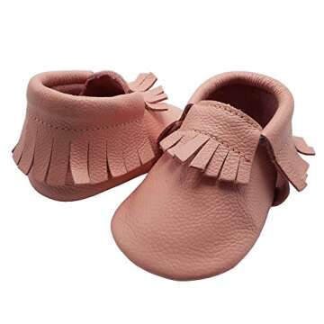 YIHAKIDS Baby Tassel Shoes Soft Leather Sole Infant Toddler Moccasins First-Walking Shoes Pink(Newborn)