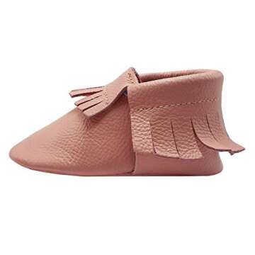 YIHAKIDS Baby Tassel Shoes Soft Leather Sole Infant Toddler Moccasins First-Walking Shoes Pink(Newborn)