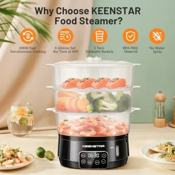 Keenstar 13.7QT Electric Steamer for Efficient Cooking