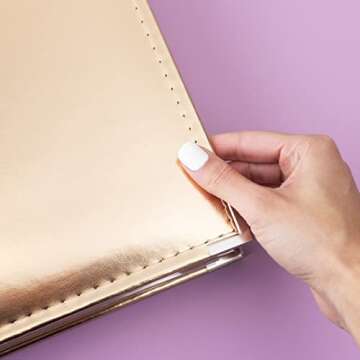 We R Memory Keepers 12x12 Gold Faux Leather Photo Album, Three Ring Binder, Protective Page Protectors, 5 Inserts, Scrapbooking Supplies