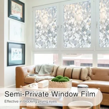 rabbitgoo Crystal Stained Glass Window Privacy Film 3D