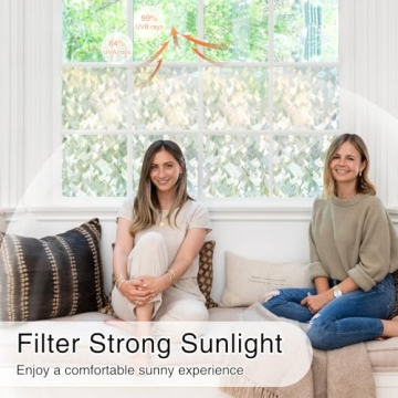 rabbitgoo Crystal Stained Glass Window Privacy Film 3D