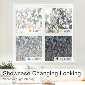 rabbitgoo Crystal Stained Glass Window Privacy Film 3D