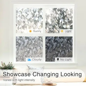 rabbitgoo Crystal Stained Glass Window Privacy Film 3D