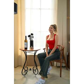 HYZ Women's Summer Sexy Tank Sleeveless Square Neck Strappy Basic Party One Piece Bodysuit Red