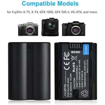 JYJZPB NP-W235 Battery and charger set for Fujifilm XT4, X-T5, 2-Pack Batteries, for Fujifilm X-T4, ...