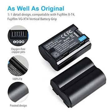 JYJZPB NP-W235 Battery and charger set for Fujifilm XT4, X-T5, 2-Pack Batteries, for Fujifilm X-T4, VG-XT4 Vertical Battery Grip, XT5, X-S20, GFX50S II, GFX100S, X-H2, X-H2S Battery 2250mAh