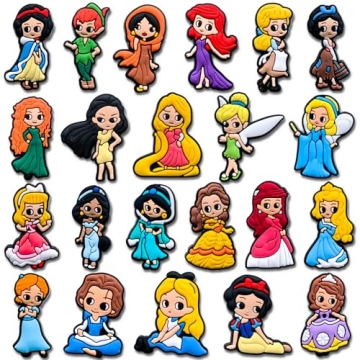 Tashrasia 22Pcs Princess Shoe Charms for Clogs Sandals Bracelet Wristband Slippers Water Shoes, Cart...