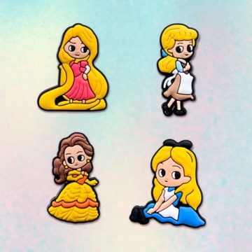 Tashrasia 22Pcs Princess Shoe Charms for Clogs Sandals Bracelet Wristband Slippers Water Shoes, Cartoon Princess Shoe Decoration Charms