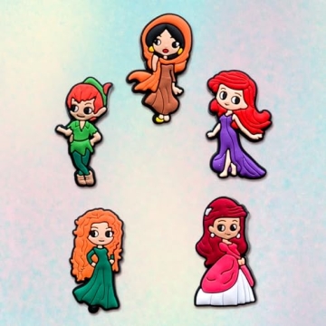 Tashrasia 22Pcs Princess Shoe Charms for Clogs Sandals Bracelet Wristband Slippers Water Shoes, Cartoon Princess Shoe Decoration Charms