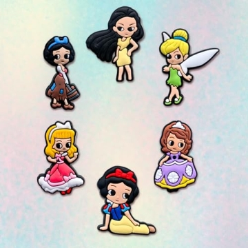 Tashrasia 22Pcs Princess Shoe Charms for Clogs Sandals Bracelet Wristband Slippers Water Shoes, Cartoon Princess Shoe Decoration Charms