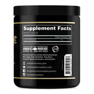 Anabolic Warfare Creatine Monohydrate, Post Workout Recovery, Increase Performance, Sustain Loading, Premium Creatine* (60 servings)