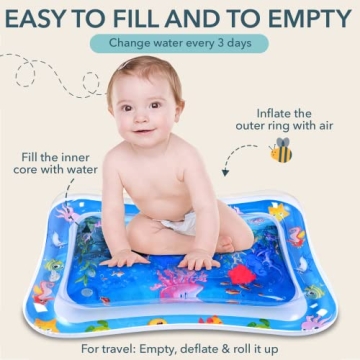 MAGIFIRE Tummy Time Water Play Mat for Infants 3-12 Months, Baby Water Play Mat for Sensory Development, Easy to Inflate, Quiet and Keeps Babies Entertained, Pad for Baby, Jelly, 27"x21"