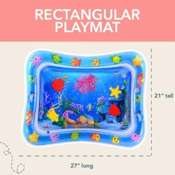 MAGIFIRE Tummy Time Water Play Mat for Infants 3-12 Months, Baby Water Play Mat for Sensory Development, Easy to Inflate, Quiet and Keeps Babies Entertained, Pad for Baby, Jelly, 27"x21"