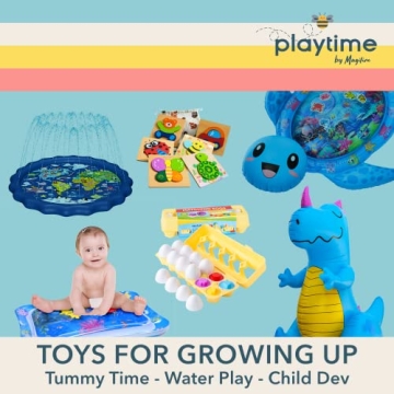 MAGIFIRE Tummy Time Water Play Mat for Infants 3-12 Months, Baby Water Play Mat for Sensory Development, Easy to Inflate, Quiet and Keeps Babies Entertained, Pad for Baby, Jelly, 27"x21"