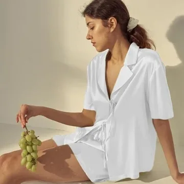 Silk Satin Tie Front Pajamas Set for Women in Elegant Styles
