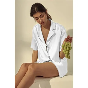 Silk Satin Tie Front Pajamas Set for Women in Elegant Styles