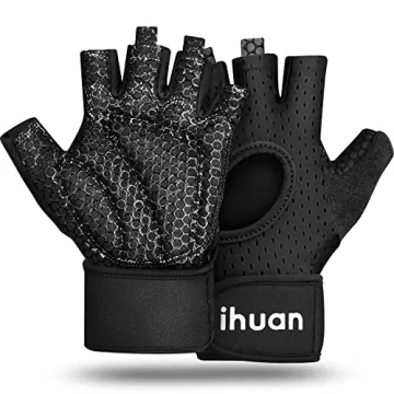 ihuan Breathable Weight Lifting Gloves: Fingerless Workout Gym | Wrist Support | Enhance Palm Protec...