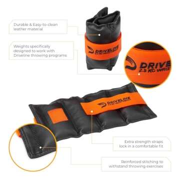 Driveline Baseball Leather Wrist Weight Set - Set of 2 (5 kg Each) - Durable Weights for Training - ...