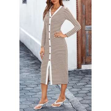 BTFBM Women Long Sleeve Ribbed Knit Midi Dress 2024