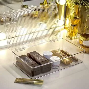 Sorbus Fridge Organizer & Pantry Storage with Lids- Clear Plastic Freezer Organizer Bins- MultiPurpose & Versatile Stackable Cabinet Organizers- Cosmetics,Office Supplies,Food Snack Organizers- 2 Pack