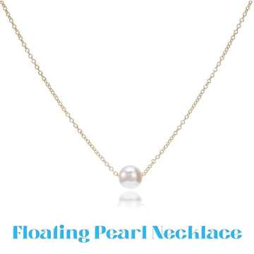 Yalice Tiny Pearl Choker Necklace Chain Short Pendant Necklaces Floating Wedding Bridesmaid Jewelry for Women (Gold)