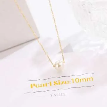 Yalice Tiny Pearl Choker Necklace Chain Short Pendant Necklaces Floating Wedding Bridesmaid Jewelry for Women (Gold)