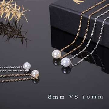 Yalice Tiny Pearl Choker Necklace Chain Short Pendant Necklaces Floating Wedding Bridesmaid Jewelry for Women (Gold)