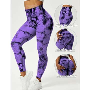 VOYJOY Seamless Leggings for Women High Waist Yoga Pants Scrunch Butt Lifting Elastic Tights Violets
