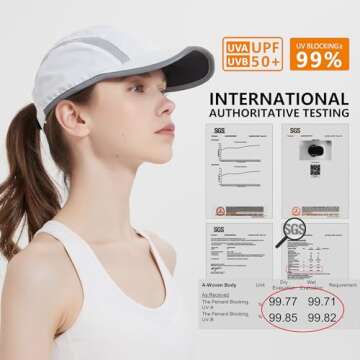GADIEMKENSD Foldable Running Sports Hat - Lightweight, UV Protection, Reflective Brim