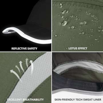 GADIEMKENSD Foldable Running Sports Hat UPF 50+ Reflective
