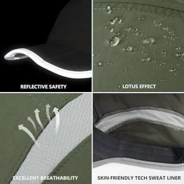 GADIEMKENSD Foldable Running Sports Hat UPF 50+ Reflective