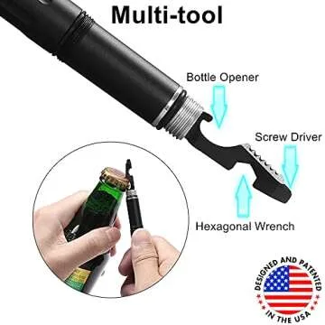 The Most Loaded 7-in-1 Tactical Pen: Solves Others Weaknesses, Self Defense Tip + Flashlight + Ballpoint + Stylus + Bottle Opener + Screw Driver + Hexagonal Wrench, 5 Inks + 9 Batteries + Gift Box