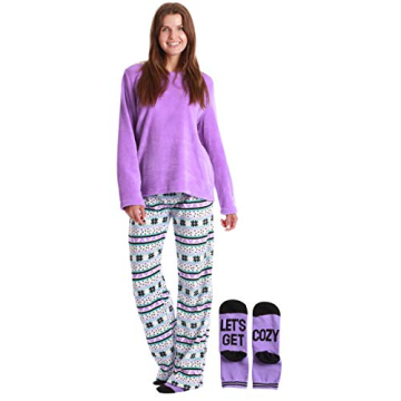 Just Love Women's Plush Pajama Pants Set with Socks for Cozy Comfort