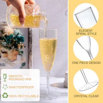 72 Eco-Friendly Disposable Champagne Flutes for Events