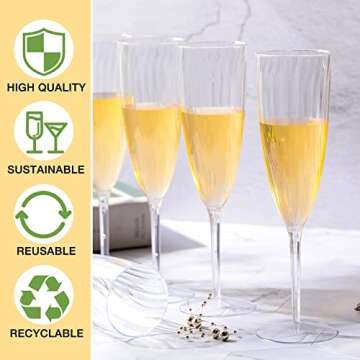 72 Eco-Friendly Disposable Champagne Flutes for Events