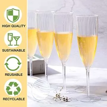 72 Eco-Friendly Disposable Champagne Flutes for Events