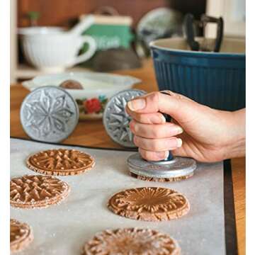 Nordic Ware Starry Night Cast Cookie Stamps, 3-inch rounds, Silver