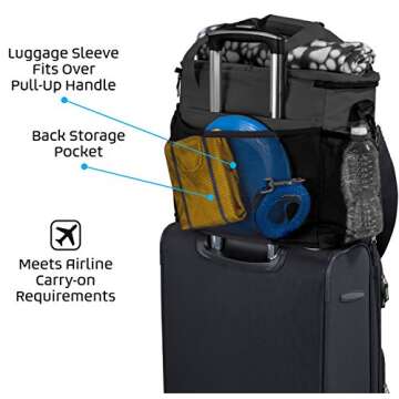 Mobile Dog Gear Week Away Dog Travel Bag (15"x7"x14", Black) - Includes 2 Pet Food Storage Containers + 2 Collapsible Dog Water Bowls - Airline Approved Dog Travel Accessories, Great for Weekend Trips