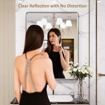 LOAAO 30X36 Inch Brushed Nickel Bathroom Mirror - Stylish & Durable