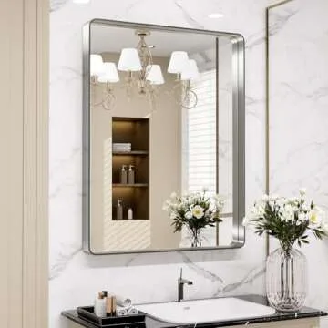 LOAAO 30X36 Brushed Nickel Bathroom Mirror for Any Decor